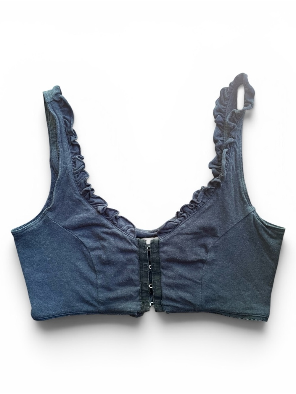 Maya Devi Bra Top Ruffled Strap Front Hook and Eye Closure